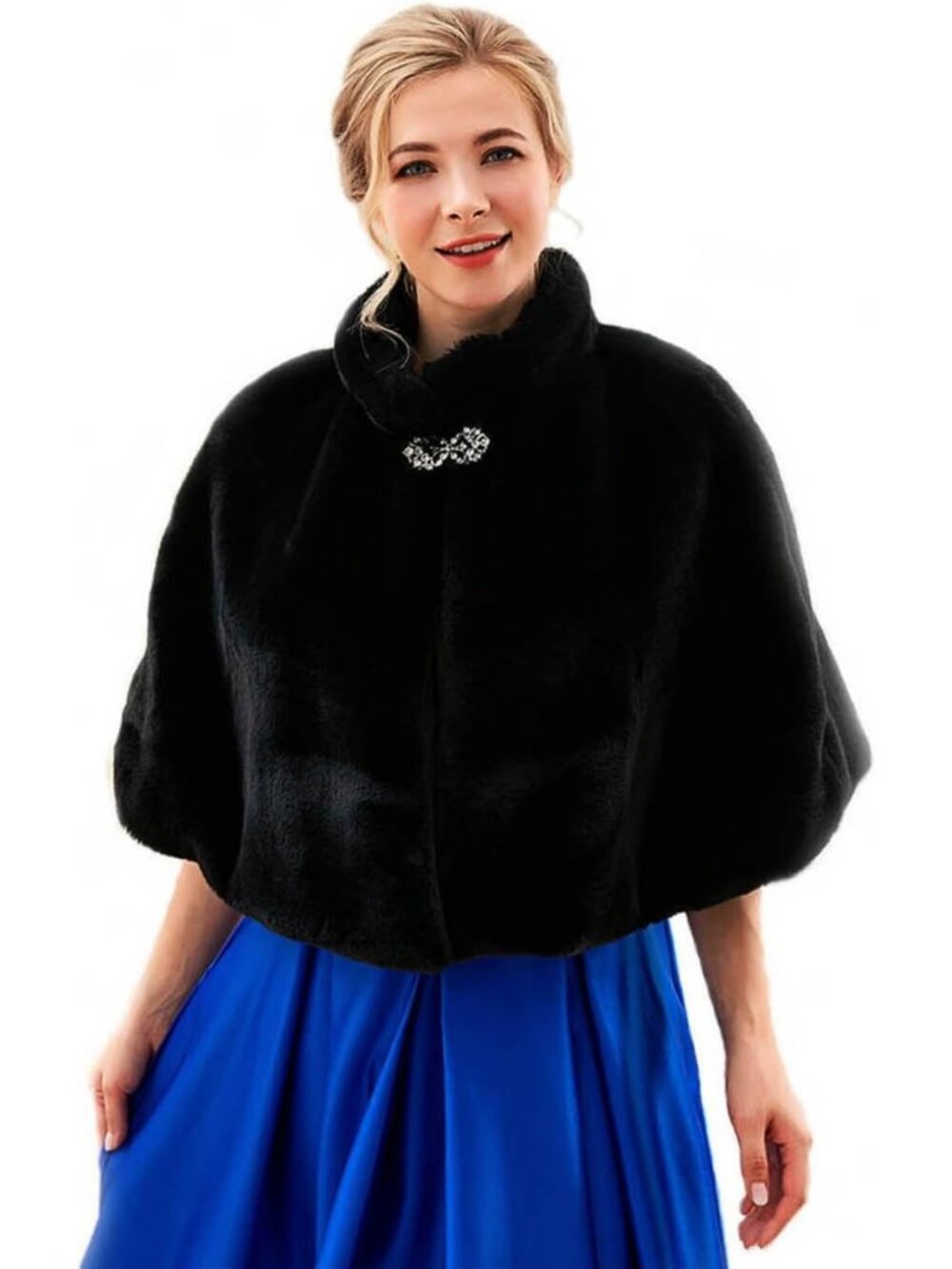 Elegant Wedding Faux Fur Shawl Wrap Cape Scarf for Brides & Bridesmaids